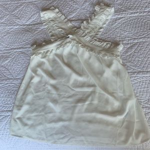 White J Crew Ruffle Criss Cross Tank